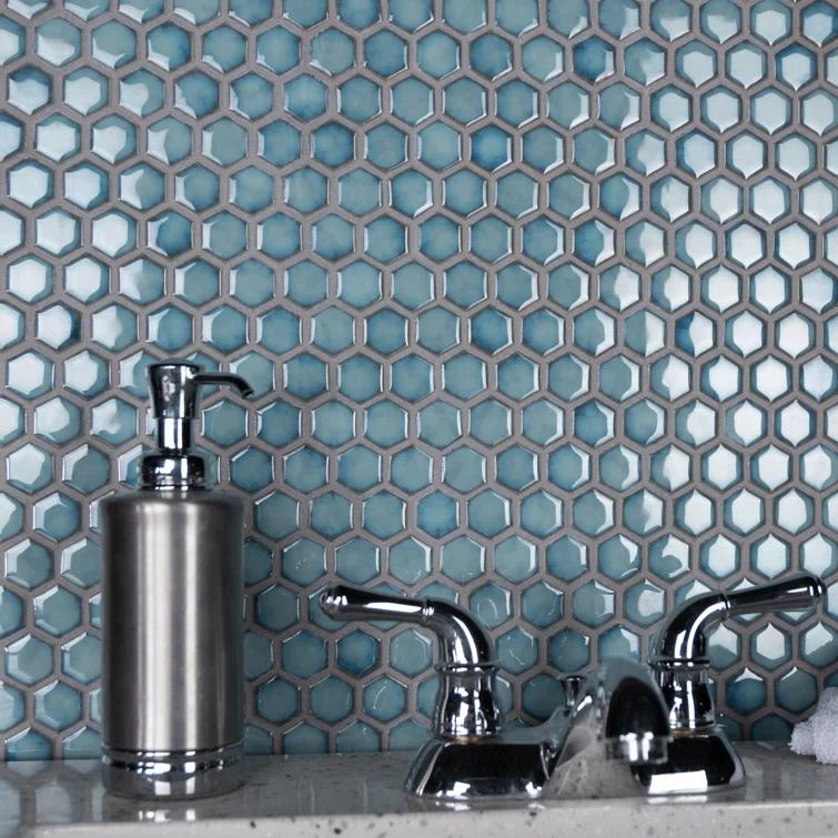 Hudson 1" Hex 11-7/8 " x 13-1/4 " Porcelain Mosaic Floor and Wall Tile