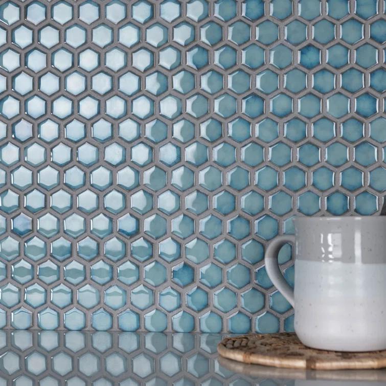 Hudson 1" Hex 11-7/8 " x 13-1/4 " Porcelain Mosaic Floor and Wall Tile