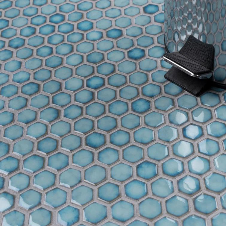 Hudson 1" Hex 11-7/8 " x 13-1/4 " Porcelain Mosaic Floor and Wall Tile