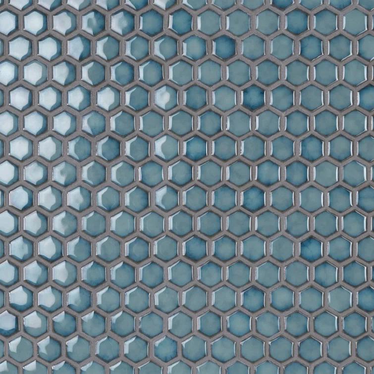 Hudson 1" Hex 11-7/8 " x 13-1/4 " Porcelain Mosaic Floor and Wall Tile