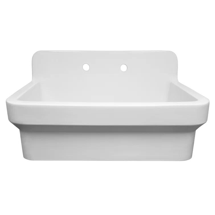 Whitehaus Collection 30" Front Apron Fireclay Kitchen Sink with High Back Splash & Faucet Drilling