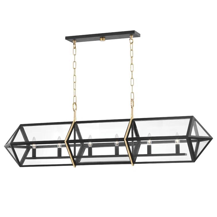 Bedford Hills 6 - Light Aged Brass/Black Kitchen Island Pendant