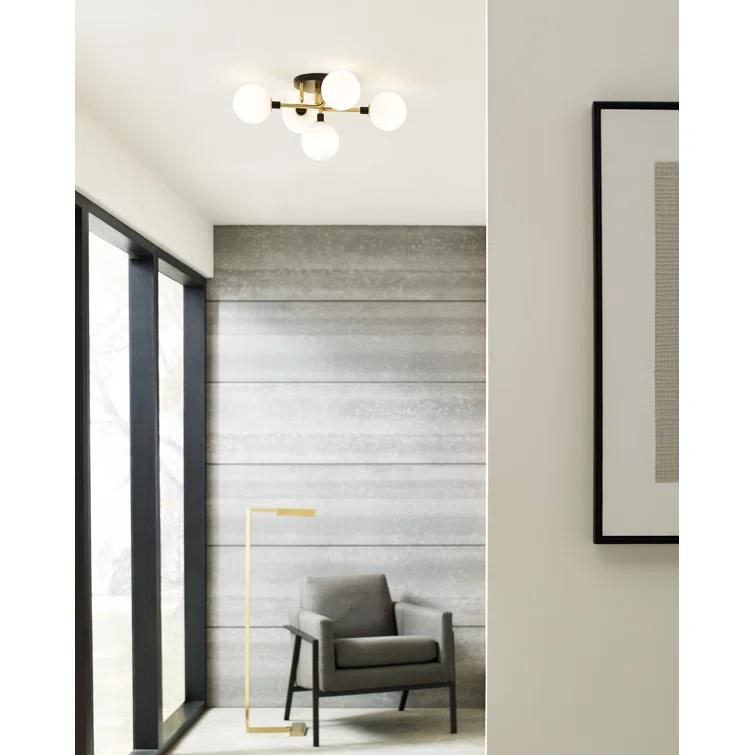 Modern Polished Nickel Globe Pendant with Smoke Glass Shade