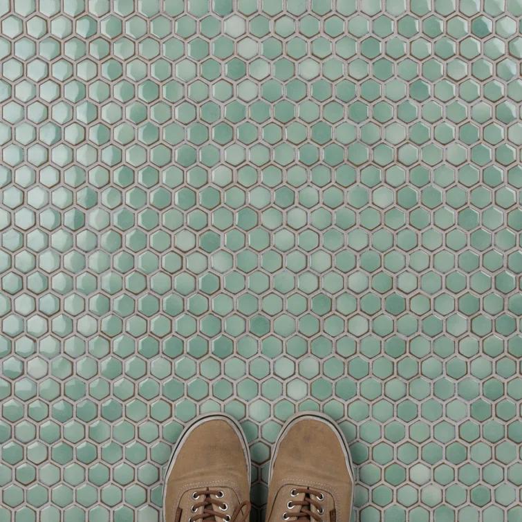 Hudson 1" Hex 11-7/8 " x 13-1/4 " Porcelain Mosaic Floor and Wall Tile