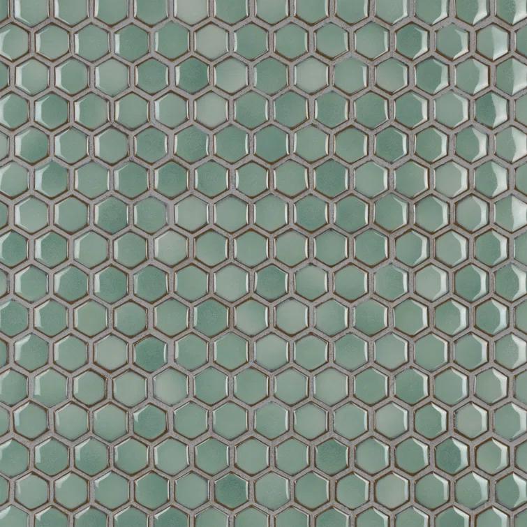Hudson 1" Hex 11-7/8 " x 13-1/4 " Porcelain Mosaic Floor and Wall Tile