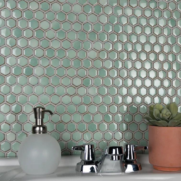 Hudson 1" Hex 11-7/8 " x 13-1/4 " Porcelain Mosaic Floor and Wall Tile