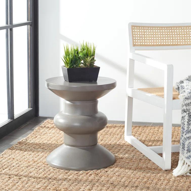 Jiraiya Concrete Accent Stool - Indoor/Outdoor - VNN1033 - Gray - Safavieh