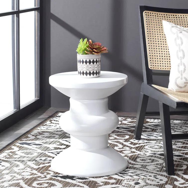 Jiraiya Concrete Accent Stool - Indoor/Outdoor - VNN1033 - White - Safavieh