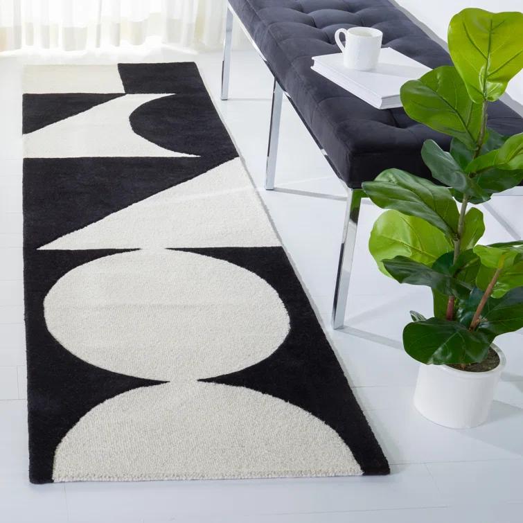 Rodeo Drive RD857 Hand Tufted Indoor Runner Rug - 2'3"x6' - Ivory/Black - Safavieh