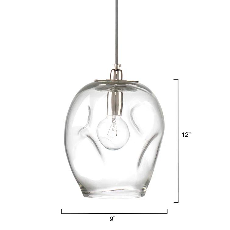 Jamie Young Co Large Coastal Dimpled Glass Pendant in Clear/Silver