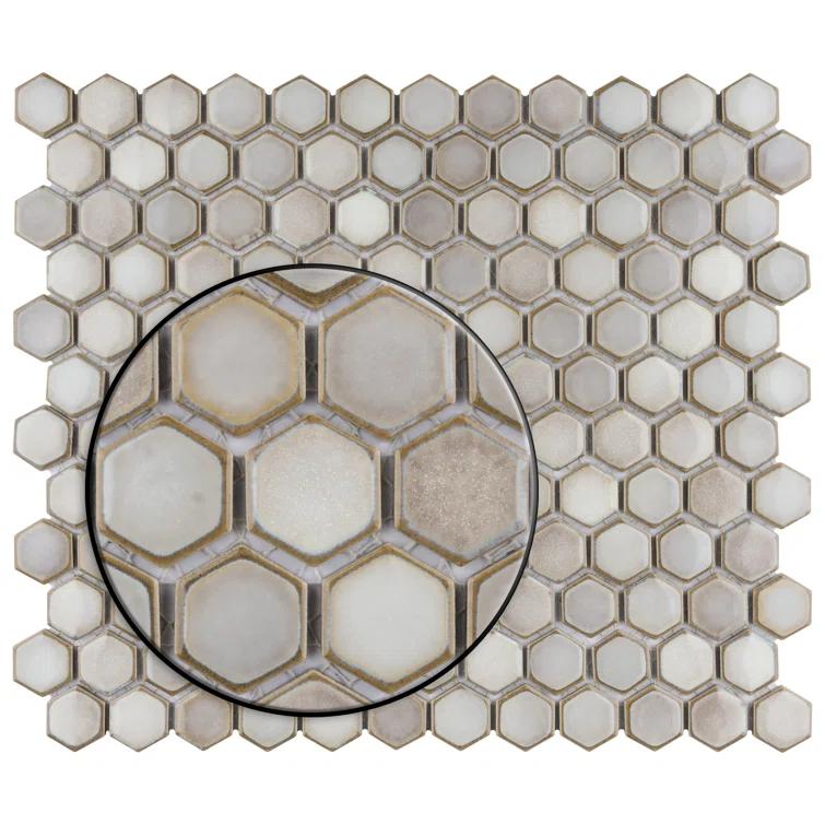 Hudson 1" Hex 11-7/8 " x 13-1/4 " Porcelain Mosaic Floor and Wall Tile