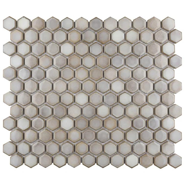 Hudson 1" Hex 11-7/8 " x 13-1/4 " Porcelain Mosaic Floor and Wall Tile