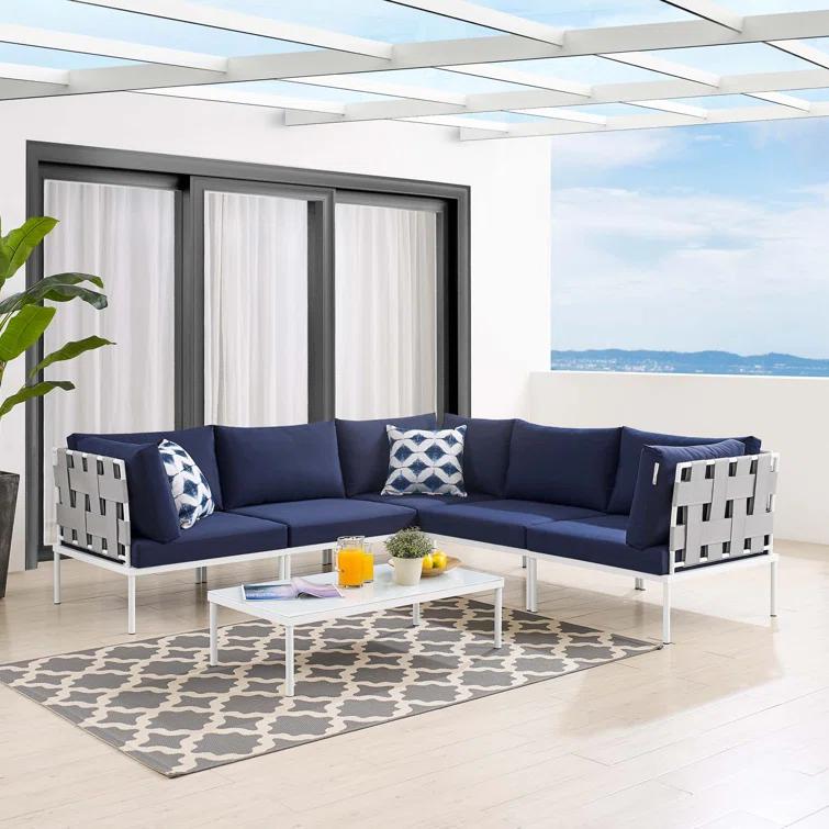 Carmine 6 Piece Outdoor Patio Aluminum Sectional Sofa Set