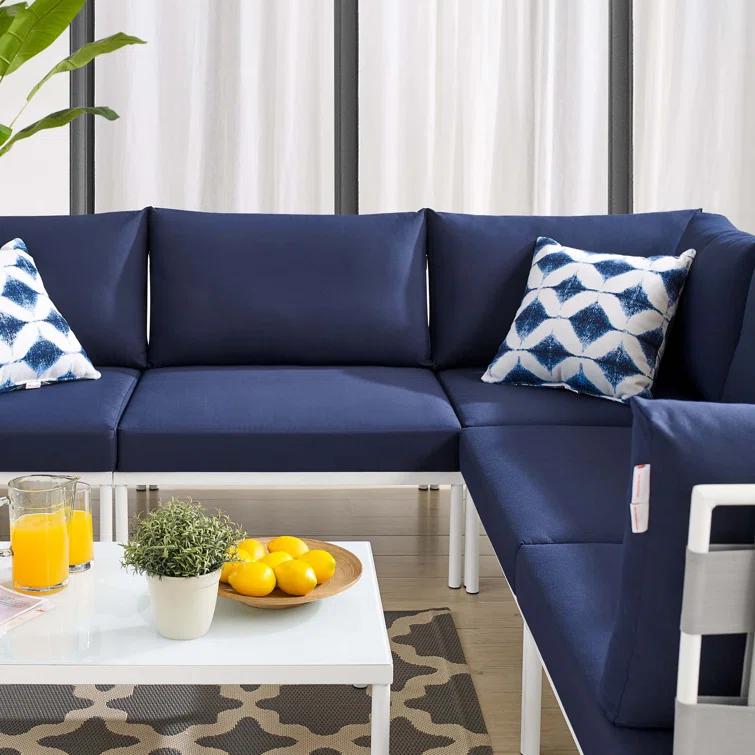 Carmine 6 Piece Outdoor Patio Aluminum Sectional Sofa Set