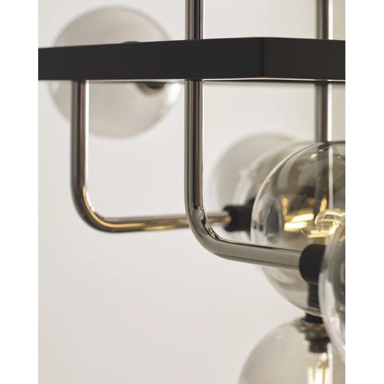 Polished Nickel 25-Light Sputnik Chandelier with Smoke Glass Shades