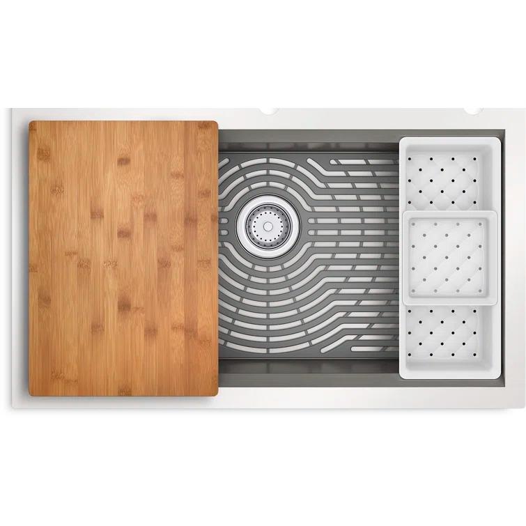 Task 33" x 22" Top-Mount/Undermount Single-Bowl Workstation Kitchen Sink With Accessories