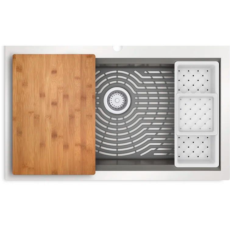 Task 33" x 22" Top-Mount/Undermount Single-Bowl Workstation Kitchen Sink With Accessories