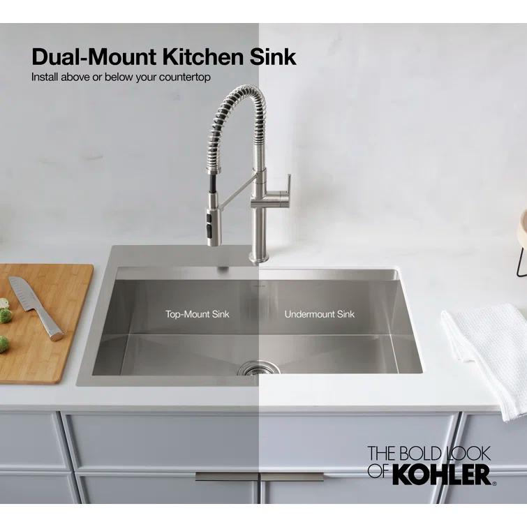 Task 33" x 22" Top-Mount/Undermount Single-Bowl Workstation Kitchen Sink With Accessories