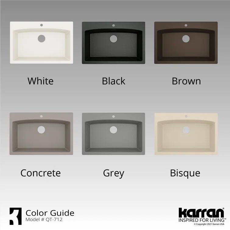 Karran Drop-in Quartz Composite 33'' X 22'' 1-Hole Single Bowl Kitchen Sink
