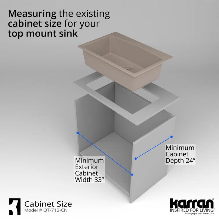 Karran Karran Drop-in Quartz Composite 33'' X 22'' 1-Hole Single Bowl Kitchen Sink QT-712-CN