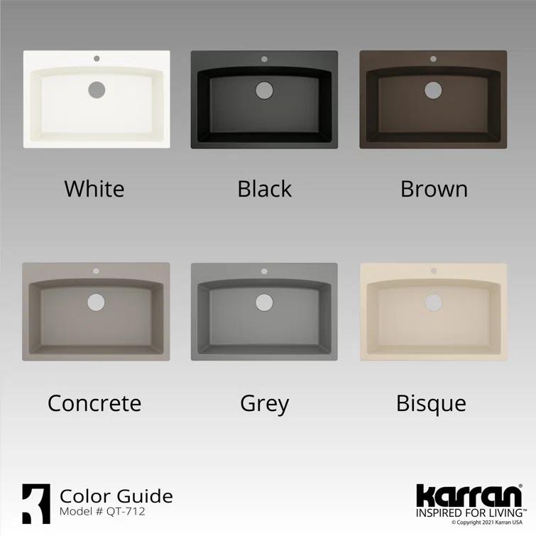 Karran Karran Drop-in Quartz Composite 33'' X 22'' 1-Hole Single Bowl Kitchen Sink QT-712-CN