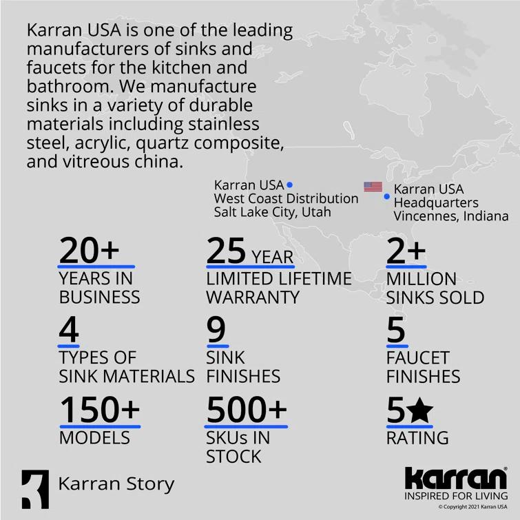 Karran Drop-in Quartz Composite 33'' X 22'' 1-Hole Single Bowl Kitchen Sink