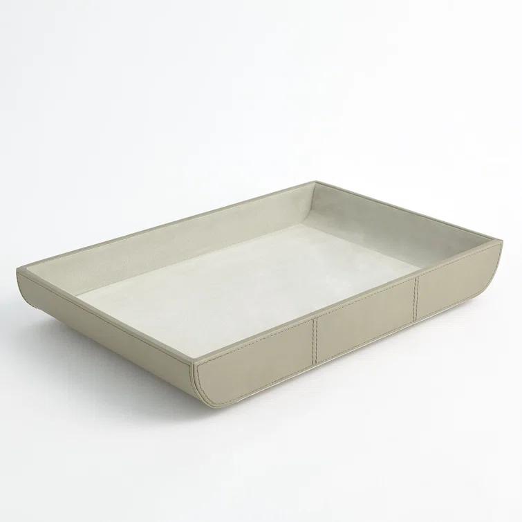 Global Views Curved Corner Tray-Light Grey