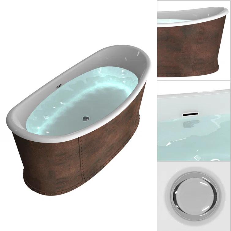 66.14'' x 30.71'' Freestanding Soaking Acrylic Bathtub