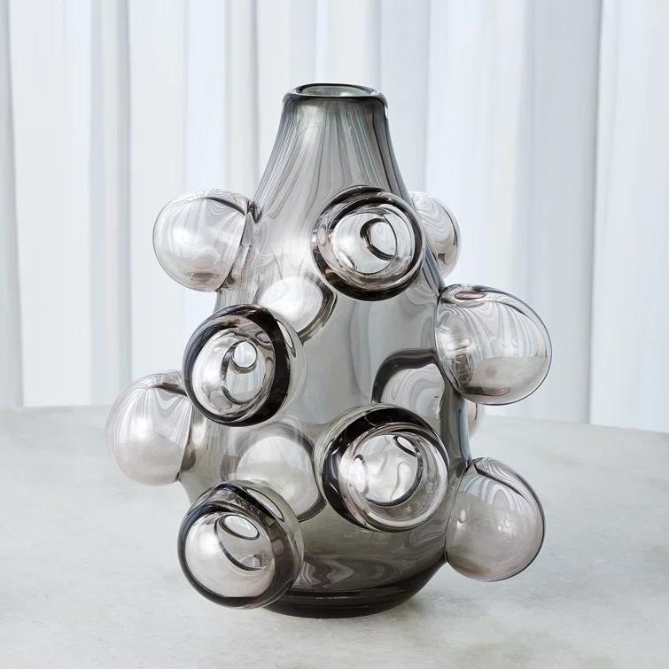 Global Views Bubbled Vase-Smoke Grey-Lg
