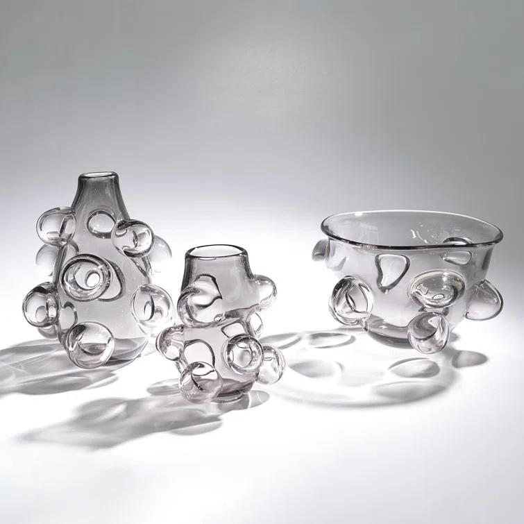 Global Views Bubbled Vase-Smoke Grey-Lg