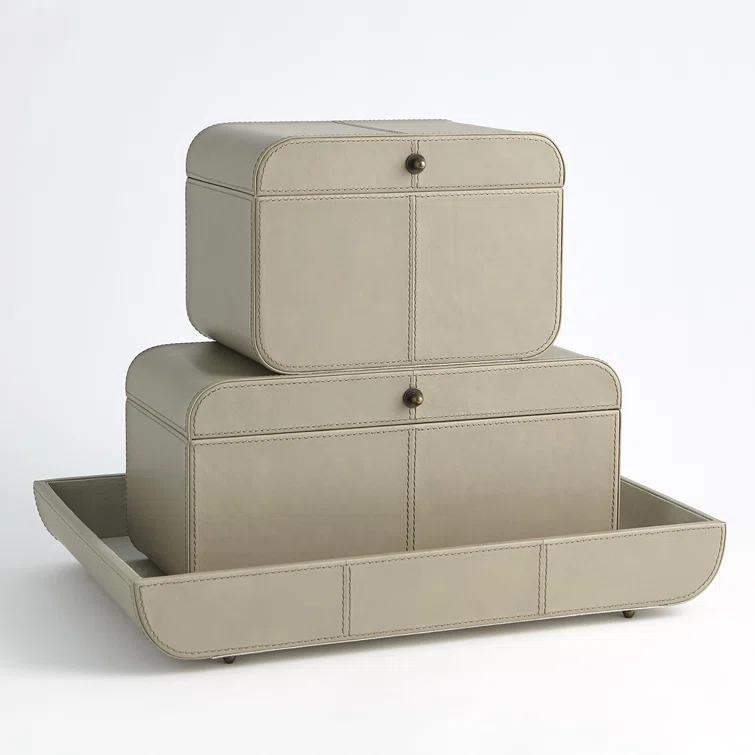 Global Views Curved Corner Tray-Light Grey