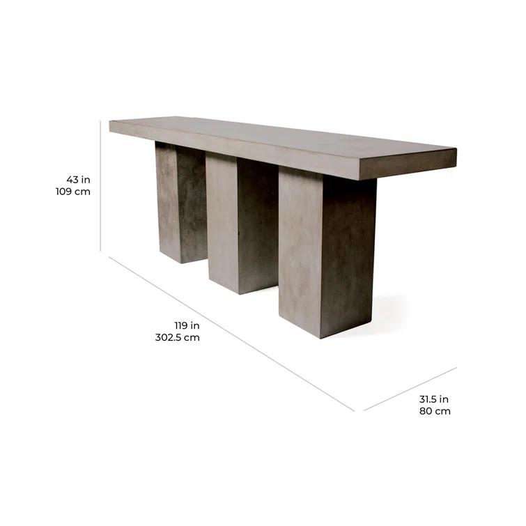 Seasonal Living Perpetual Rectangular Concrete Outdoor Bar Table