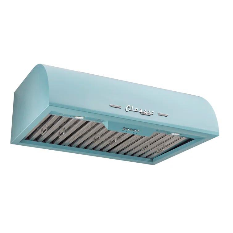 Classic Retro 30" 700 CFM Ducted Under Cabinet Range Hood with Stainless Steel Baffles and Light
