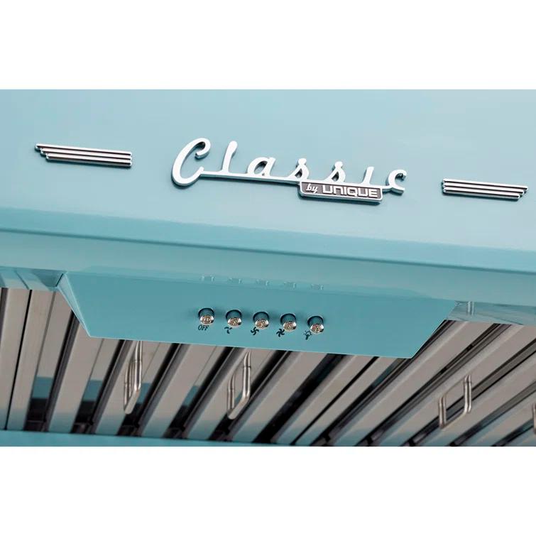 Classic Retro 30" 700 CFM Ducted Under Cabinet Range Hood with Stainless Steel Baffles and Light
