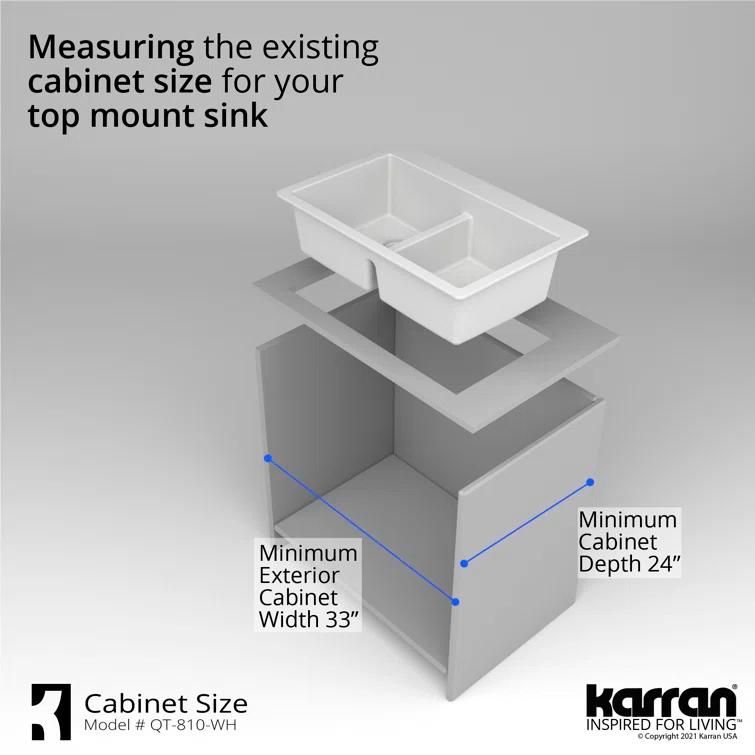 Karran Quartz 33'' X 22'' 50/50 Double Bowl Composite Drop-in Kitchen Sink
