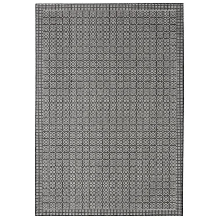 Nicole Miller New York Patio Country Luna Contemporary Geometric Indoor/Outdoor Area Rug, Black/Gray
