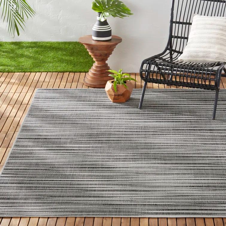 Nicole Miller New York Patio Country Wynona Abstract Indoor/Outdoor Area Rug, Black/Beige