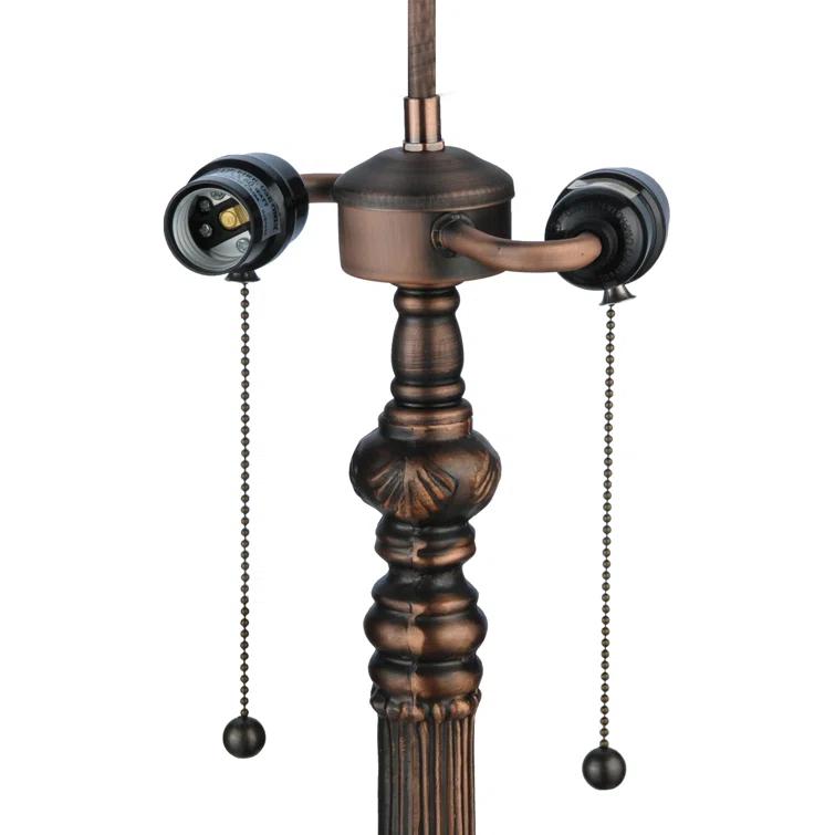 Mahogany Bronze 25" Wisteria Stained Glass 2-Light Table Lamp