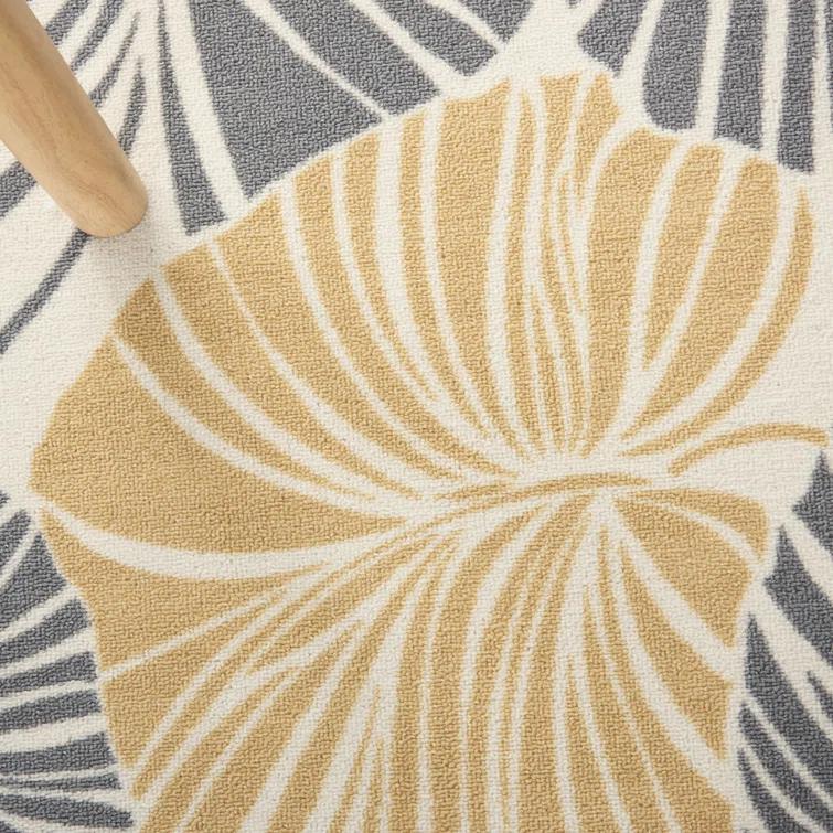 Floral Gray/Yellow Outdoor Area Rug