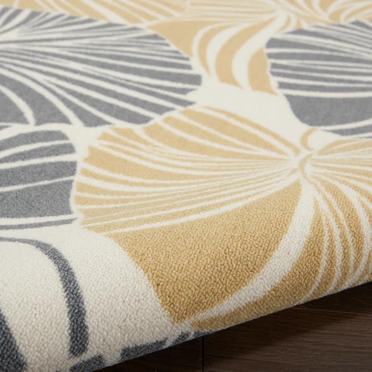 Floral Gray/Yellow Outdoor Area Rug