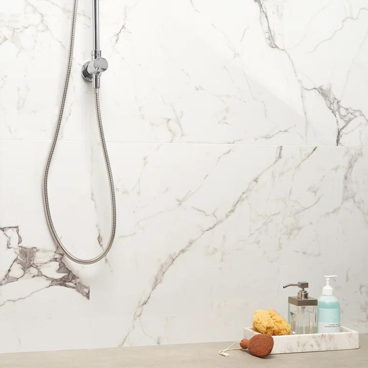 Large Format 24" x 47" Polished Marble Look Porcelain Floor and Wall Tile (15.5 Sq. Ft. / Case)