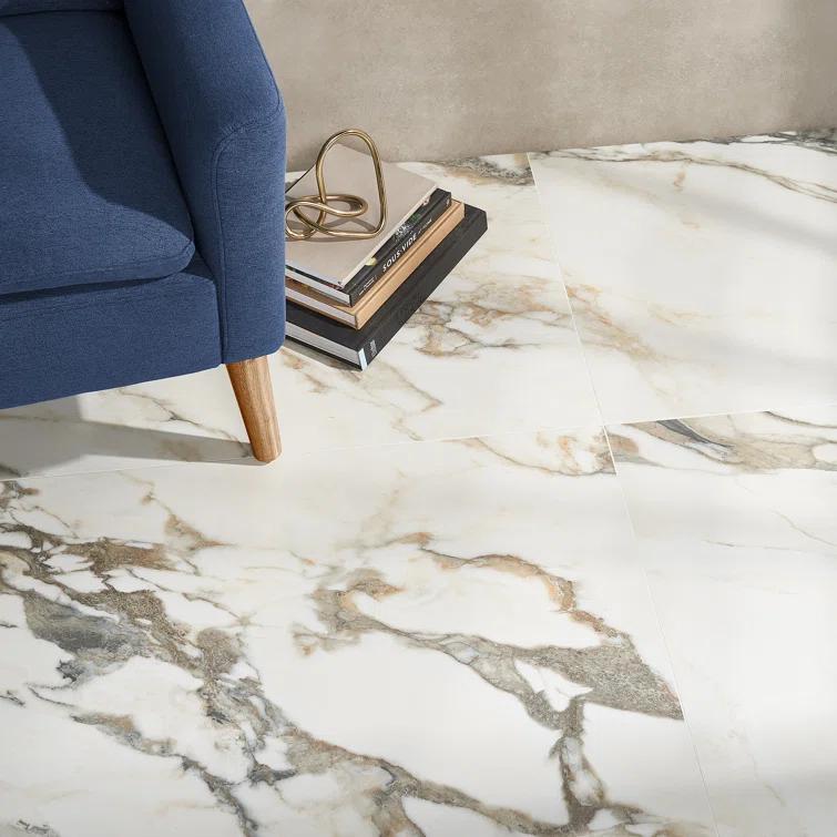 Saroshi 24" x 47" Polished Marble Look Porcelain Floor and Wall Tile (15.5 Sq. Ft. / Case)