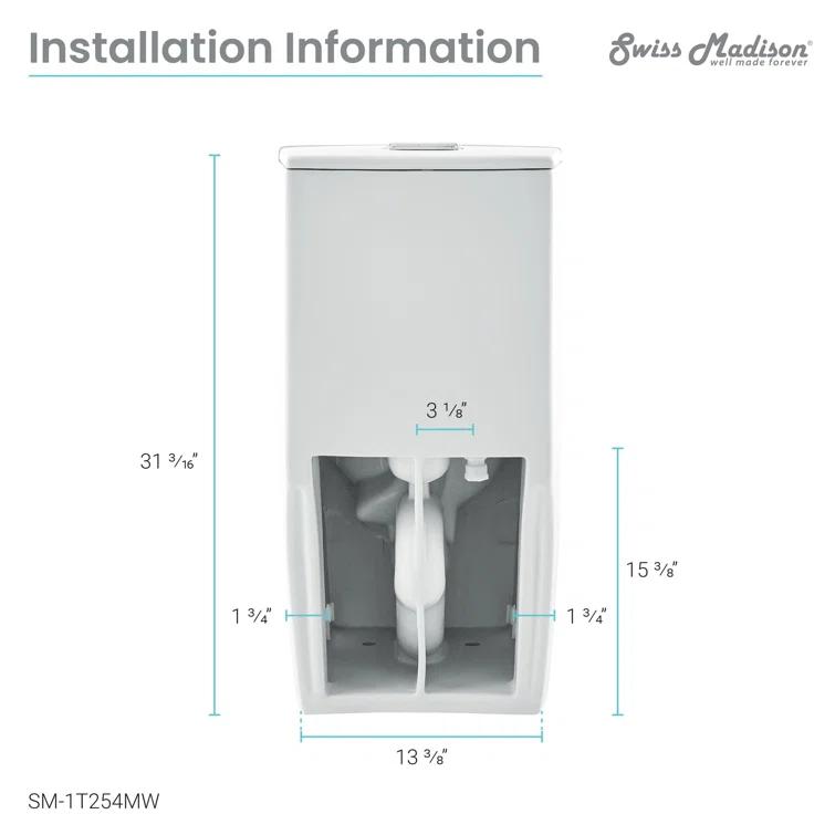 St. Tropez One Piece Elongated Toilet Dual Vortex Flush 1.6 GPF