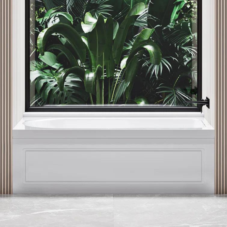 Concorde 60" x 32" Acrylic Glossy White, Alcove, Integral, Apron Bathtub