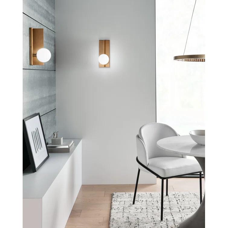 Orbel Geometric Matte Black Wall Sconce with Frosted Glass Shade