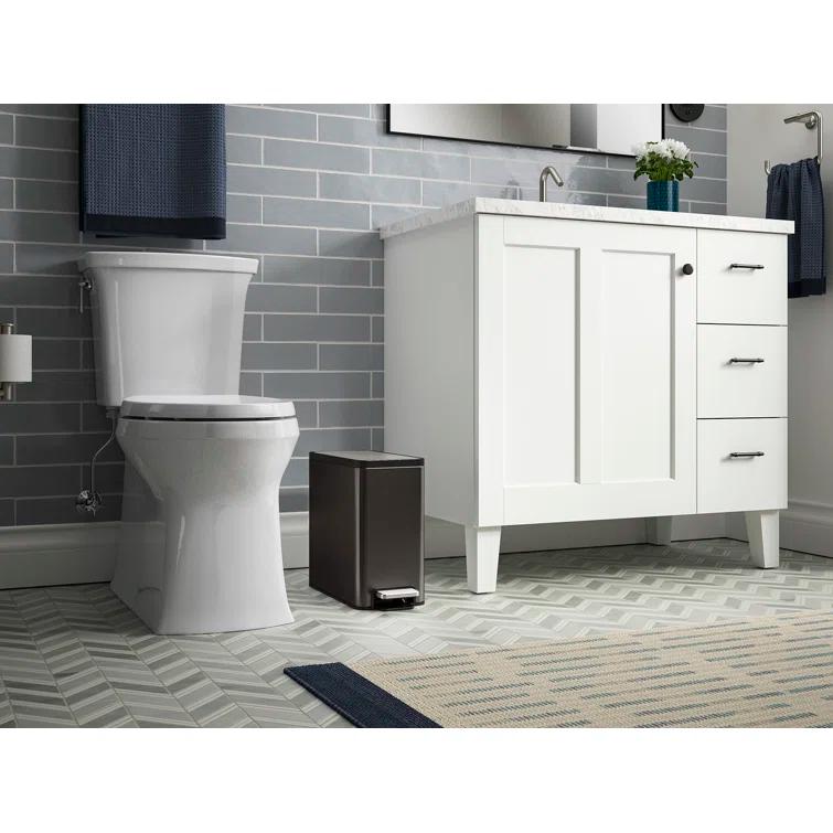 Reset 2.5-Gallon Bathroom Trash Can, Slim Stainless Steel Step Trash Can with Quiet-Close Lid