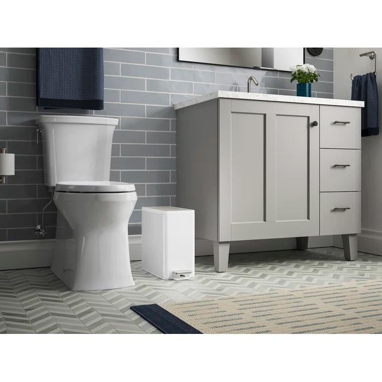 Reset 2.5-Gallon Bathroom Trash Can, Slim Stainless Steel Step Trash Can with Quiet-Close Lid