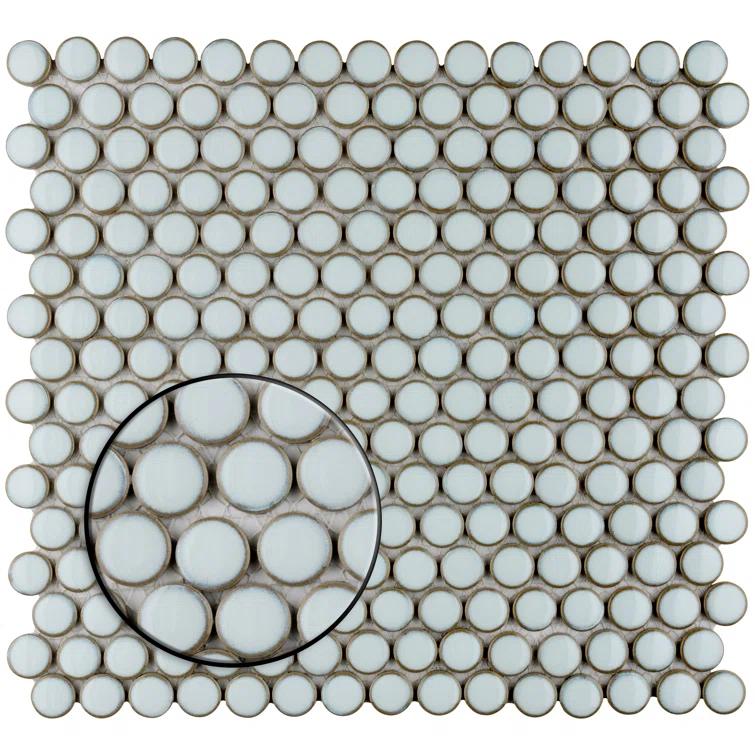 Merola Tile Hudson Penny Round 11-7/8 " x 12-5/8 " Porcelain Mosaic Floor & Wall Tile