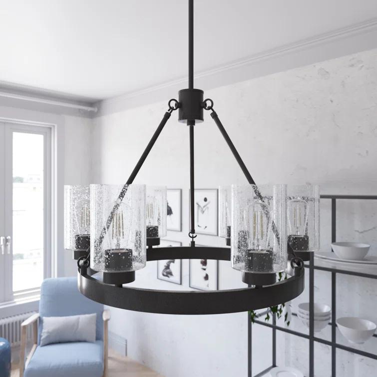 Hartland 6 - Light Unique / Statement Wagon Wheel Chandelier