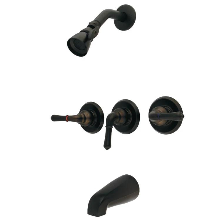 Kingston Brass GKB235 Kingston Brass Magellan Triple-Handle Tub and Shower Faucet